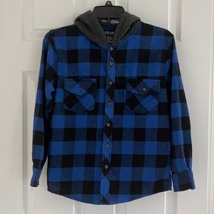Blue Gear Boy’s Plaid Shirt with Hood